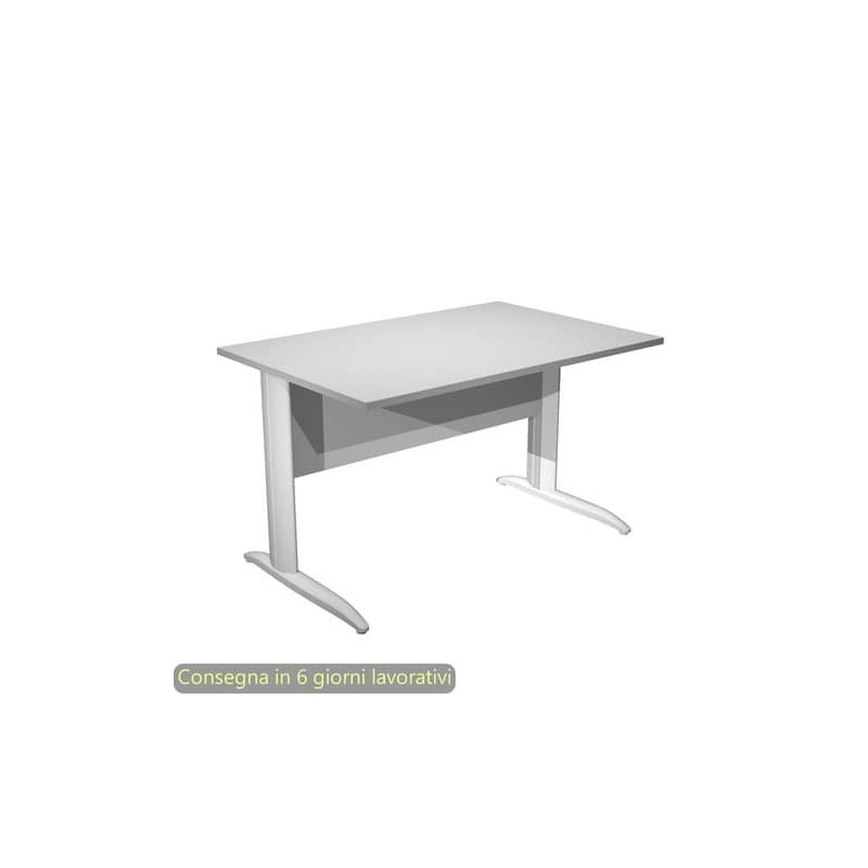 Scrivania piano grigio 120x80xH.72 cm gamba a L in metallo bianco opaco linea Presto Artexport - 004K2/9/AN