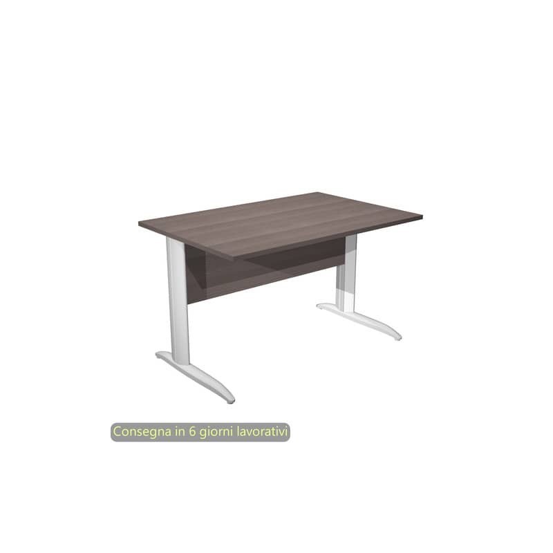 Scrivania piano frassino toscano 120x80xH.72 cm gamba a L in metallo bianco opaco Presto Artexport 004K2/F/AN
