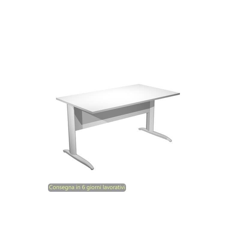 Scrivania piano bianco 140x80xH.72 cm gamba a L in metallo bianco opaco linea Presto Artexport - 002K2/3/AN