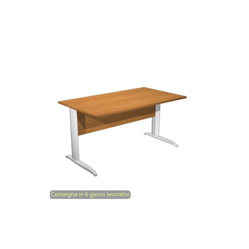 Scrivania piano noce chiaro 140x80xH.72 cm gamba a L in metallo bianco opaco linea Presto Artexport - 002K2/4/AN