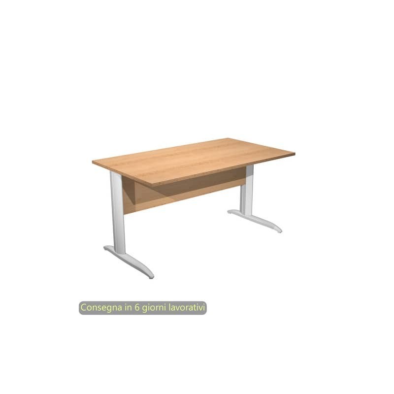 Scrivania piano faggio 140x80xH.72 cm gamba a L in metallo bianco opaco linea Presto Artexport - 002K2/6/AN