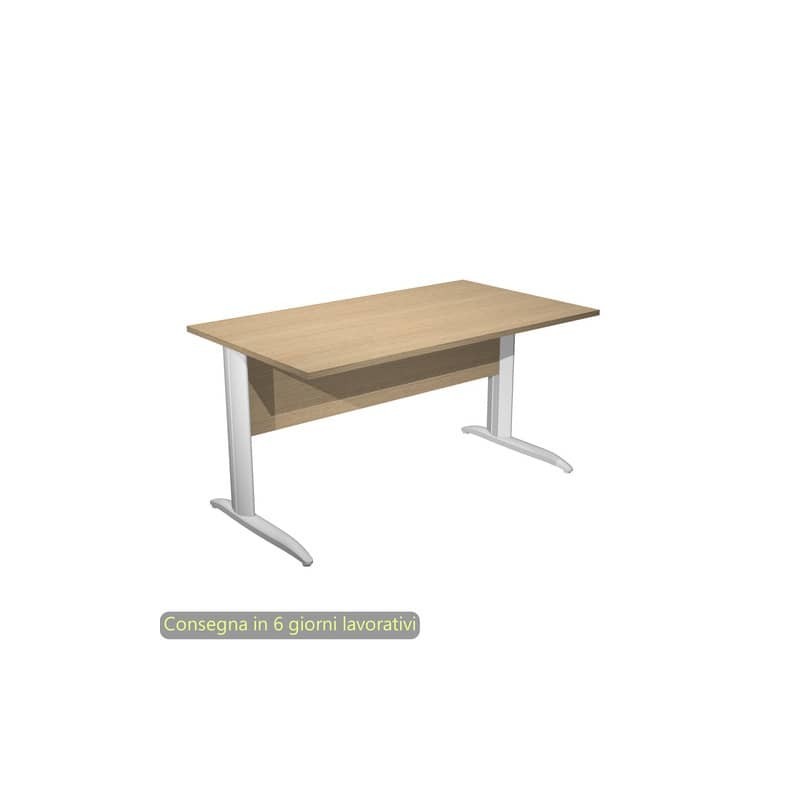 Scrivania piano rovere 140x80xH.72 cm gamba a L in metallo bianco opaco linea Presto Artexport - 002K2/C/AN