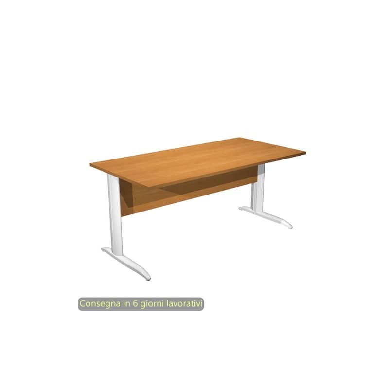 Scrivania piano noce chiaro 160x80xH.72 cm gamba a L in metallo bianco opaco linea Presto Artexport - 003K2/4/AN