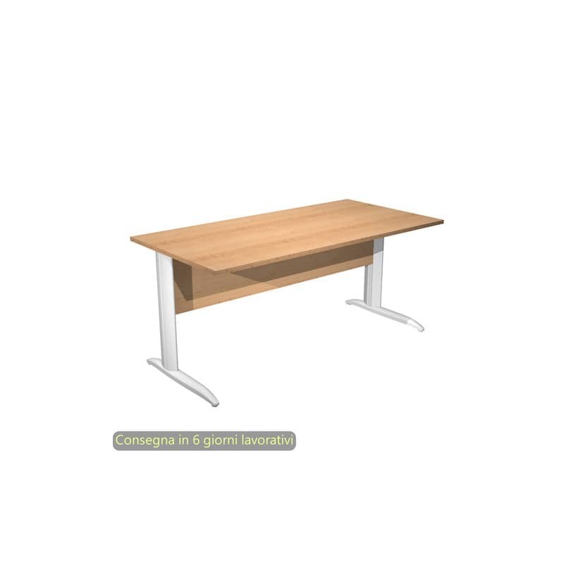 Scrivania piano faggio 160x80xH.72 cm gamba a L in metallo bianco opaco linea Presto Artexport - 003K2/6/AN