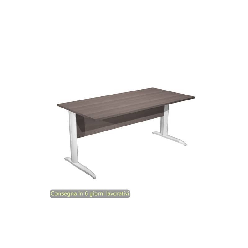 Scrivania piano frassino toscano 160x80xH.72 cm gamba a L in metallo bianco opaco Presto Artexport 003K2/F/AN