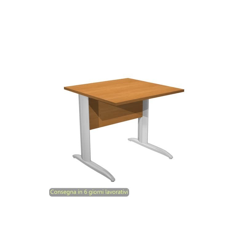 Scrivania piano noce chiaro 80x80xH.72 cm gamba a L in metallo effetto cromato linea Presto Artexport - 001K2/4/AR