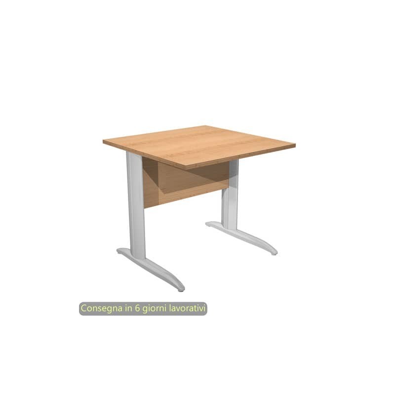 Scrivania piano faggio 80x80xH.72 cm gamba a L in metallo effetto cromato linea Presto Artexport - 001K2/6/AR