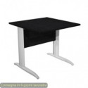 Scrivania piano nero venato frassino 80x80xH.72 cm gamba a L in metallo effetto cromato Presto - 001K2/8/AR