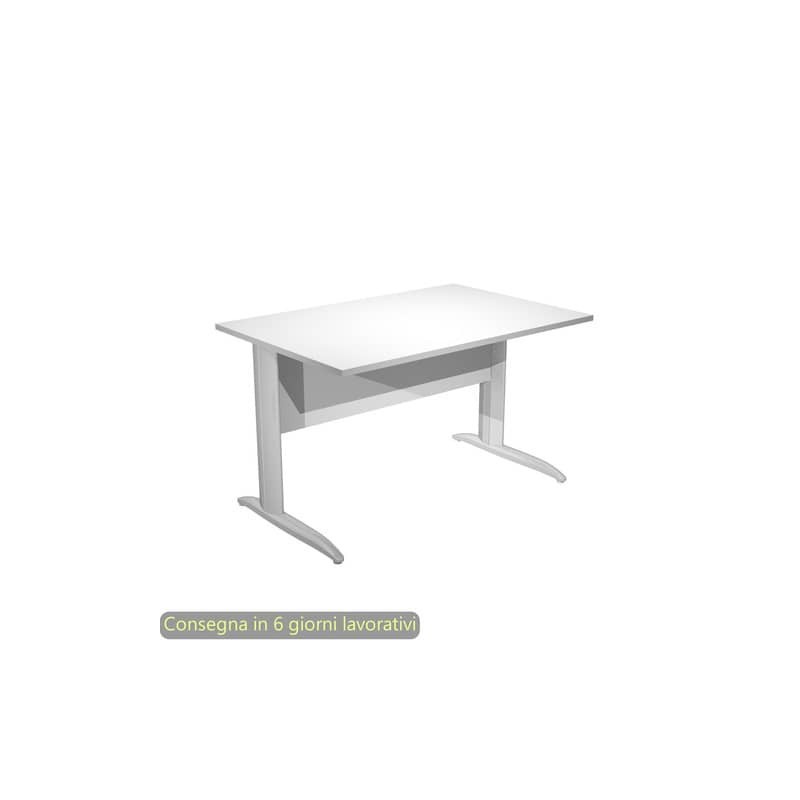 Scrivania piano bianco 120x80xH.72 cm gamba a L in metallo effetto cromato linea Presto Artexport - 004K2/3/AR