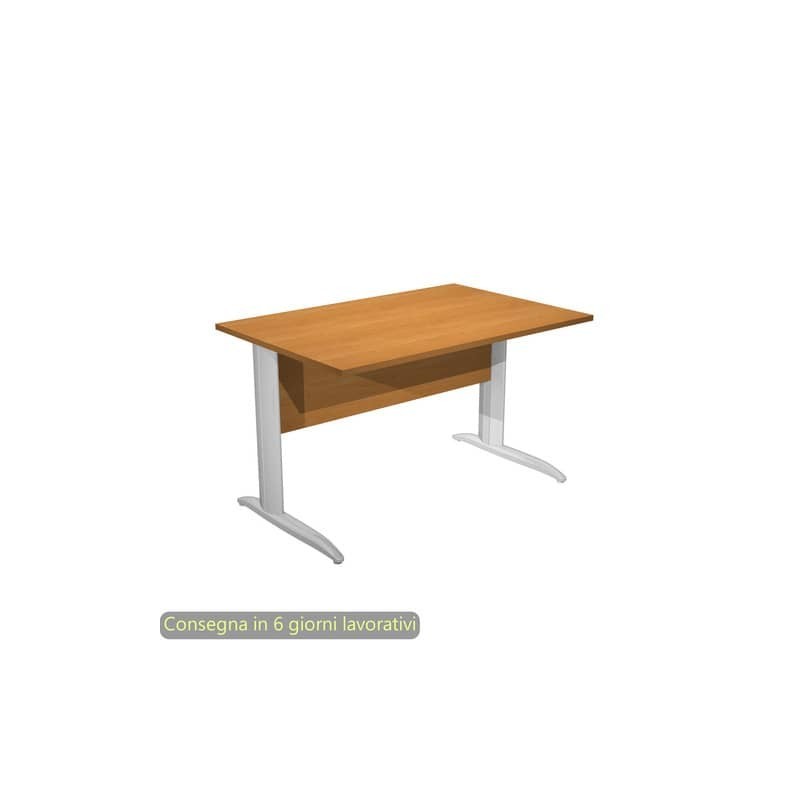 Scrivania piano noce chiaro 120x80xH.72 cm gamba a L in metallo effetto cromato linea Presto Artexport - 004K2/4/AR
