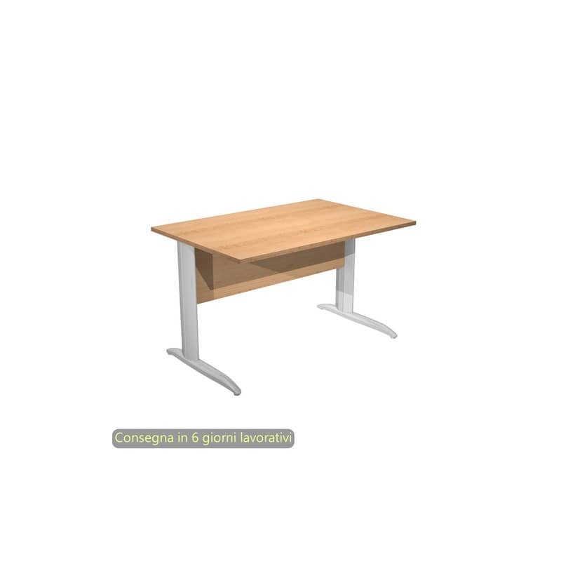 Scrivania piano faggio 120x80xH.72 cm gamba a L in metallo effetto cromato linea Presto Artexport - 004K2/6/AR