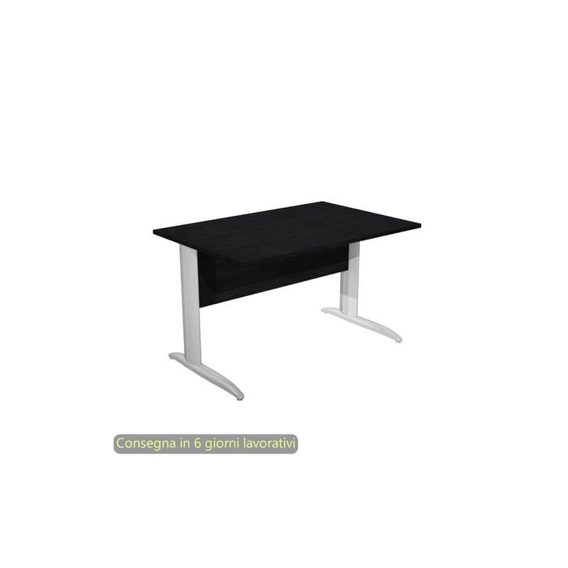 Scrivania piano nero venato frassino 120x80xH.72 cm gamba a L in metallo effetto cromato Presto - 004K2/8/AR