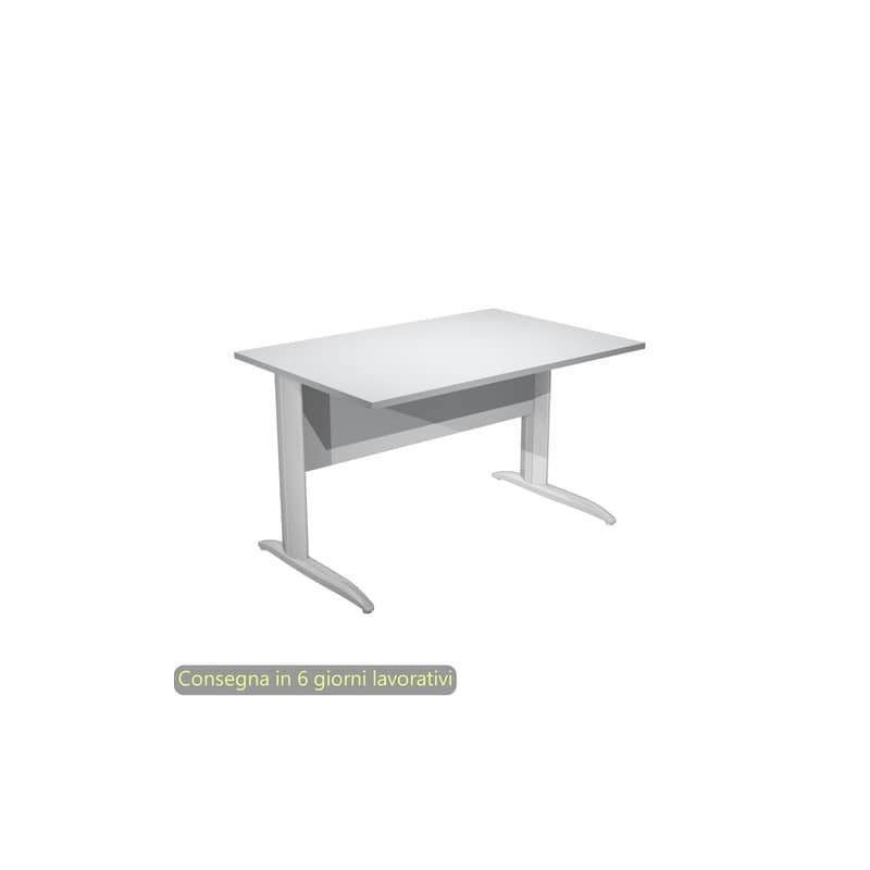 Scrivania piano grigio 120x80xH.72 cm gamba a L in metallo effetto cromato linea Presto Artexport - 004K2/9/AR