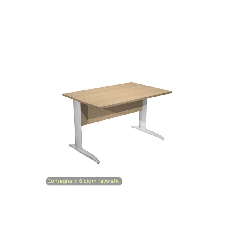 Scrivania piano rovere 120x80xH.72 cm gamba a L in metallo effetto cromato linea Presto Artexport - 004K2/C/AR