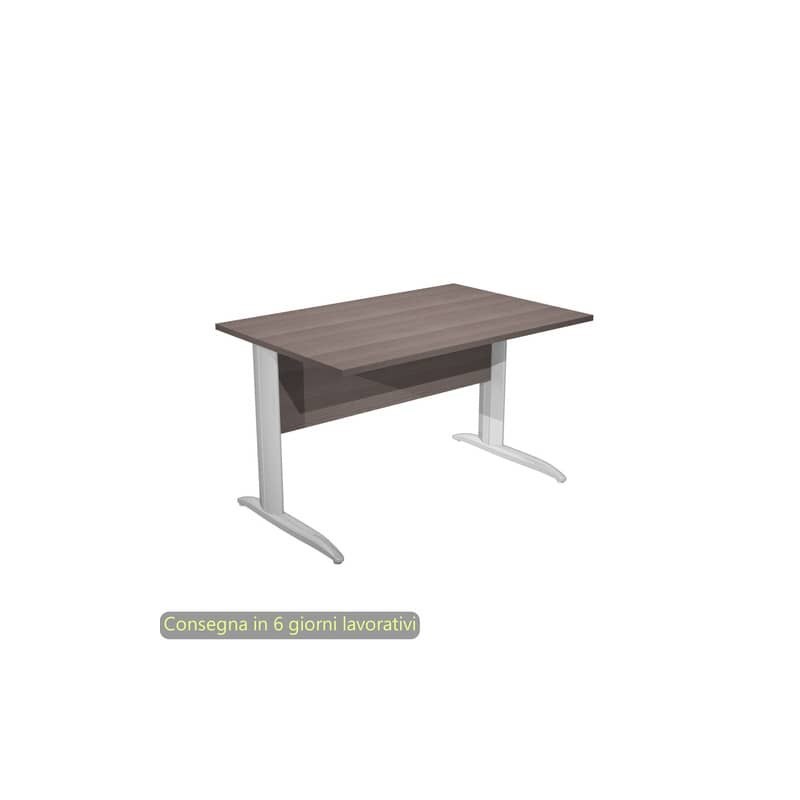 Scrivania piano frassino toscano 120x80xH.72 cm gamba a L in metallo effetto cromato Presto - 004K2/F/AR