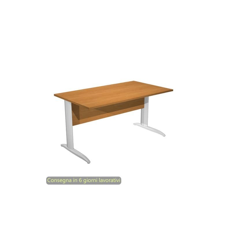 Scrivania piano noce chiaro 140x80xH.72 cm gamba a L in metallo effetto cromato linea Presto Artexport - 002K2/4/AR