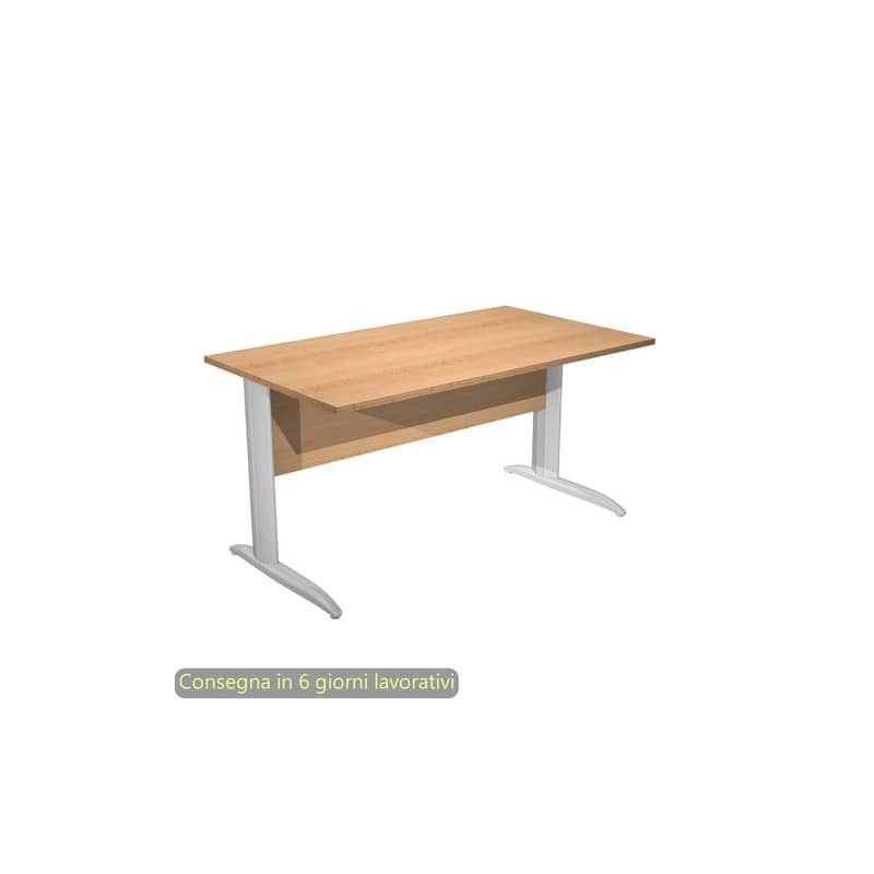 Scrivania piano faggio 140x80xH.72 cm gamba a L in metallo effetto cromato linea Presto Artexport - 002K2/6/AR