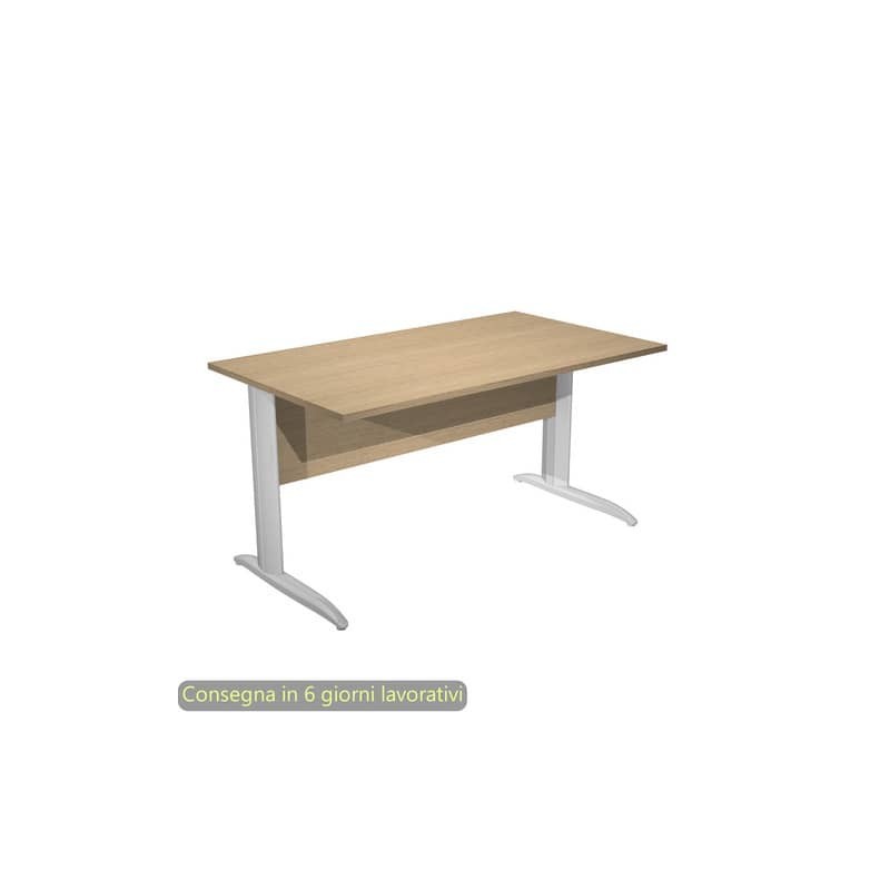 Scrivania piano rovere 140x80xH.72 cm gamba a L in metallo effetto cromato linea Presto Artexport - 002K2/C/AR