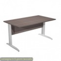 Scrivania piano frassino toscano 140x80xH.72 cm gamba a L in metallo effetto cromato Presto - 002K2/F/AR