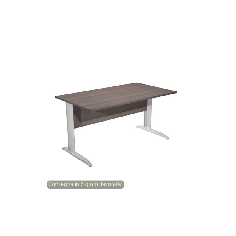 Scrivania piano frassino toscano 140x80xH.72 cm gamba a L in metallo effetto cromato Presto - 002K2/F/AR