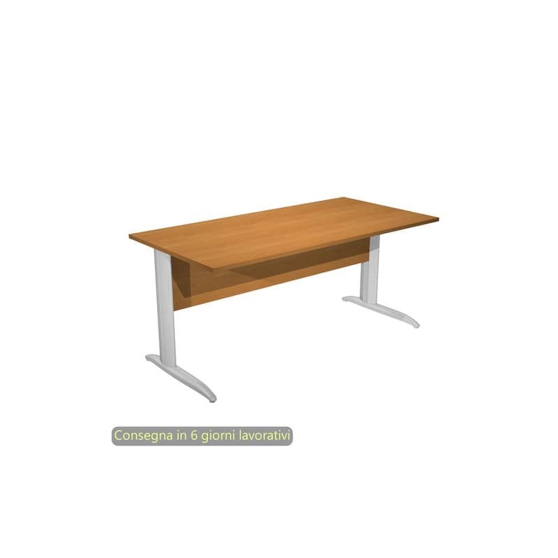 Scrivania piano noce chiaro 160x80xH.72 cm gamba a L in metallo effetto cromato linea Presto Artexport - 003K2/4/AR