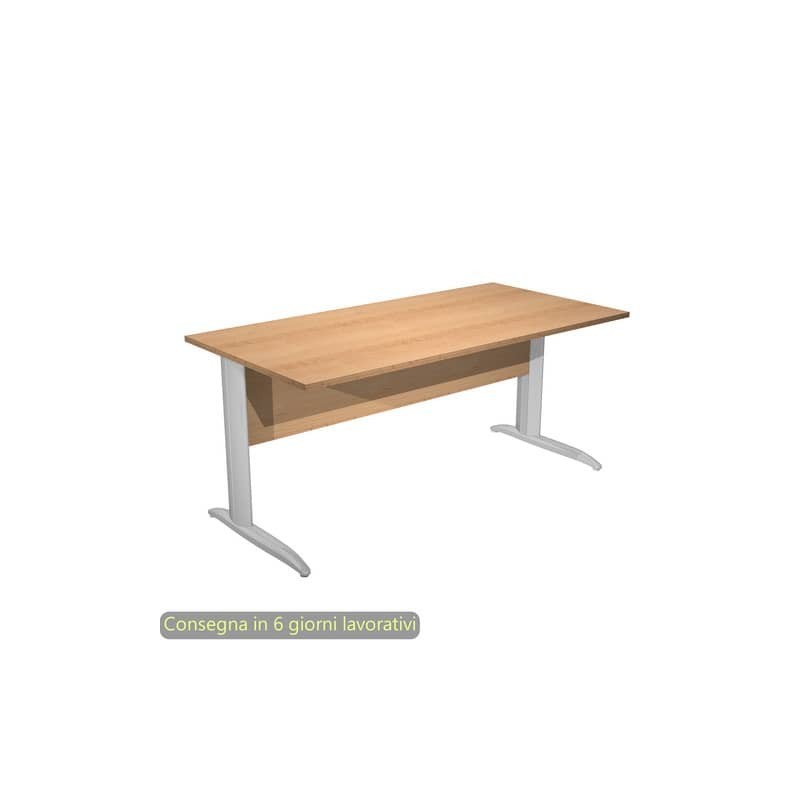 Scrivania piano faggio 160x80xH.72 cm gamba a L in metallo effetto cromato linea Presto Artexport - 003K2/6/AR