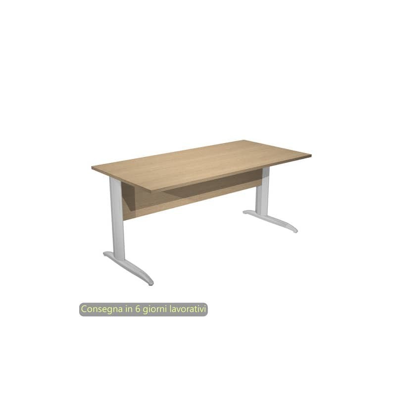 Scrivania piano rovere 160x80xH.72 cm gamba a L in metallo effetto cromato linea Presto Artexport - 003K2/C/AR