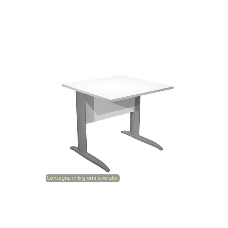 Scrivania piano bianco 80x80xH.72 cm gamba a L in metallo antracite opaco linea Presto Artexport - 001K2/3/AF