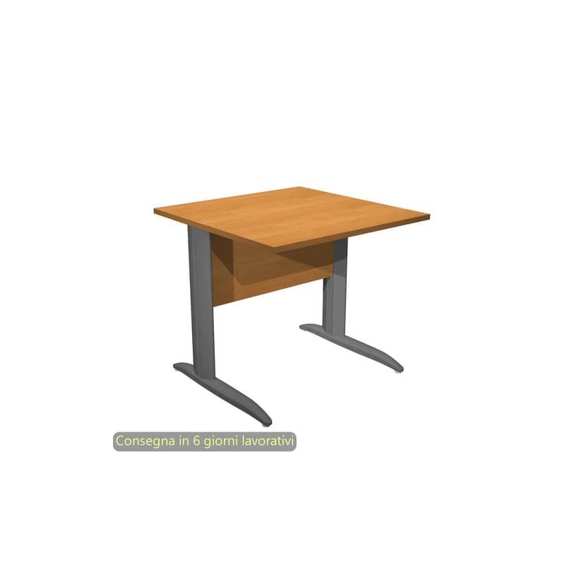 Scrivania piano noce chiaro 80x80xH.72 cm gamba a L in metallo antracite opaco linea Presto Artexport - 001K2/4/AF