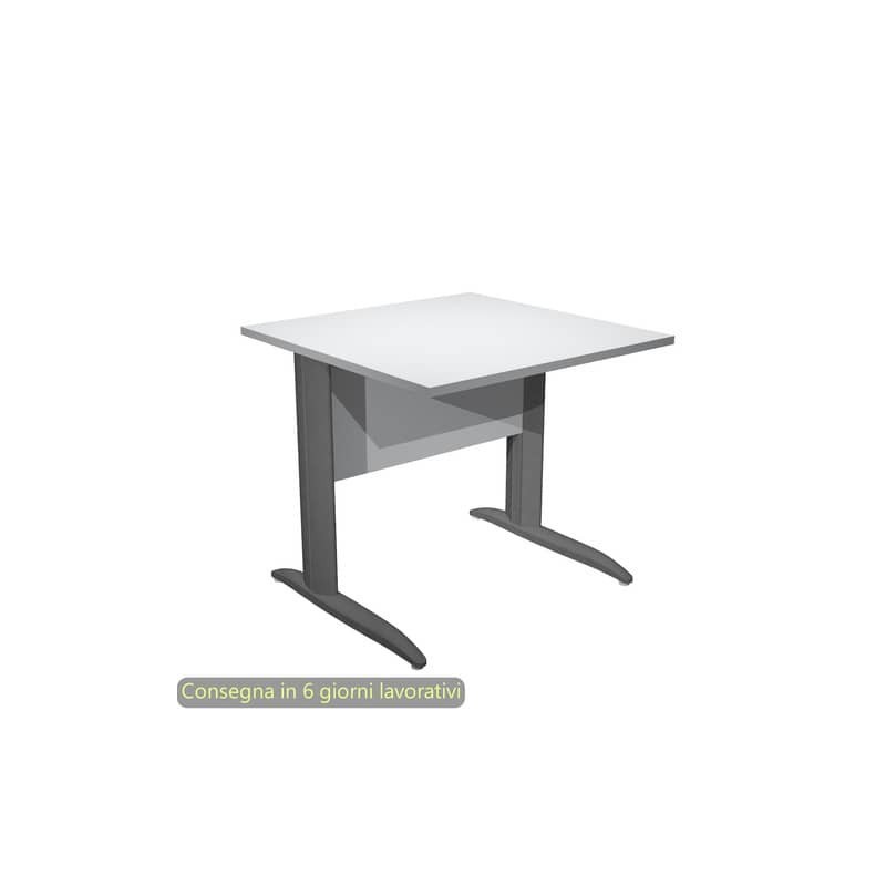 Scrivania piano grigio 80x80xH.72 cm gamba a L in metallo antracite opaco linea Presto Artexport - 001K2/9/AF