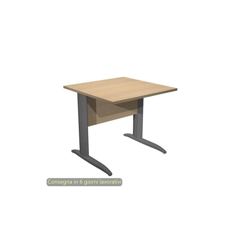 Scrivania piano rovere 80x80xH.72 cm gamba a L in metallo antracite opaco linea Presto Artexport - 001K2/C/AF