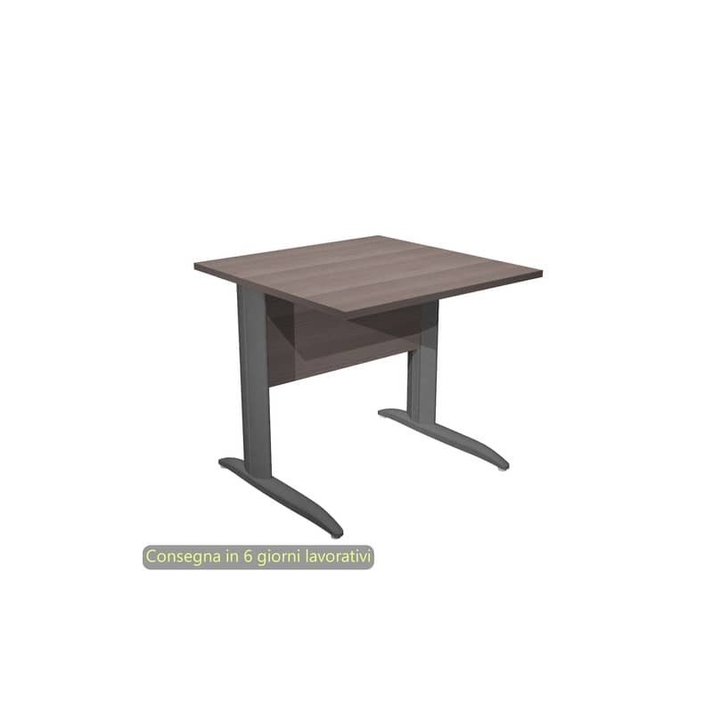 Scrivania piano frassino toscano 80x80xH.72 cm gamba a L in metallo antracite opaco Presto - 001K2/F/AF