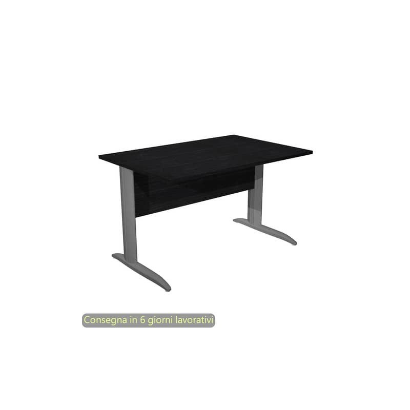 Scrivania piano nero venato frassino 120x80xH.72 cm gamba a L in metallo antracite opaco Presto - 004K2/8/AF