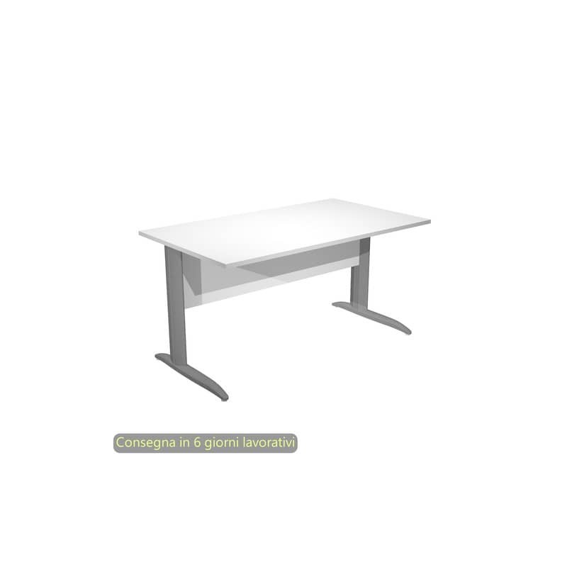 Scrivania piano bianco 140x80xH.72 cm gamba a L in metallo antracite opaco linea Presto Artexport - 002K2/3/AF