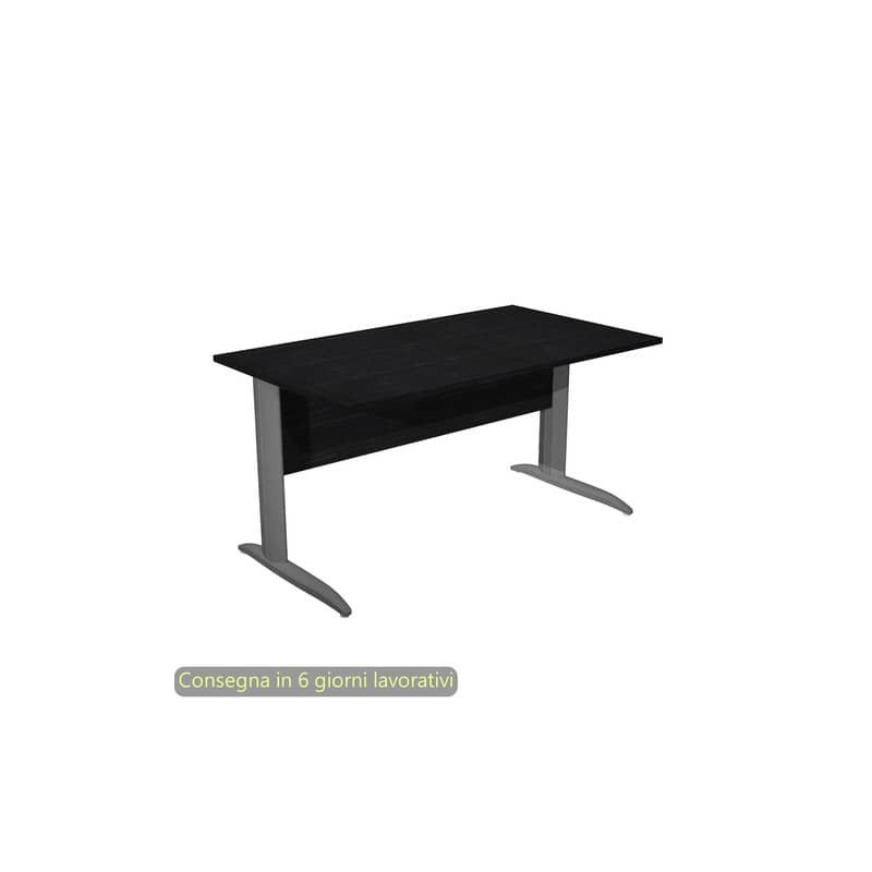 Scrivania piano nero venato frassino 140x80xH.72 cm gamba a L in metallo antracite opaco Presto - 002K2/8/AF