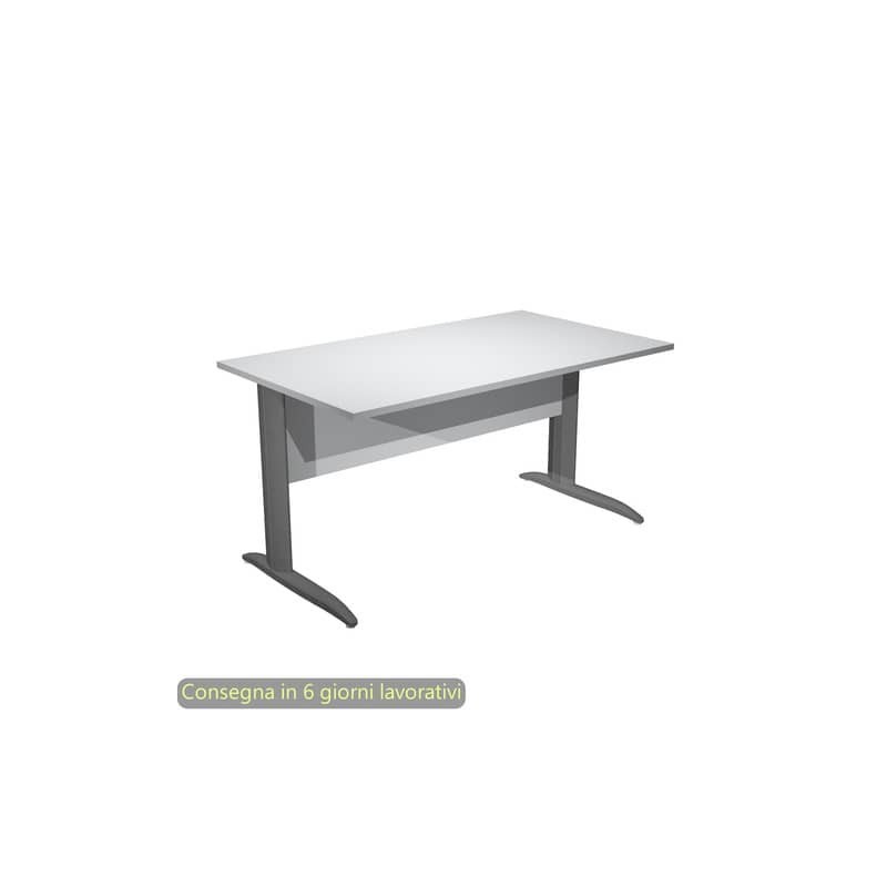 Scrivania piano grigio 140x80xH.72 cm gamba a L in metallo antracite opaco linea Presto Artexport - 002K2/9/AF