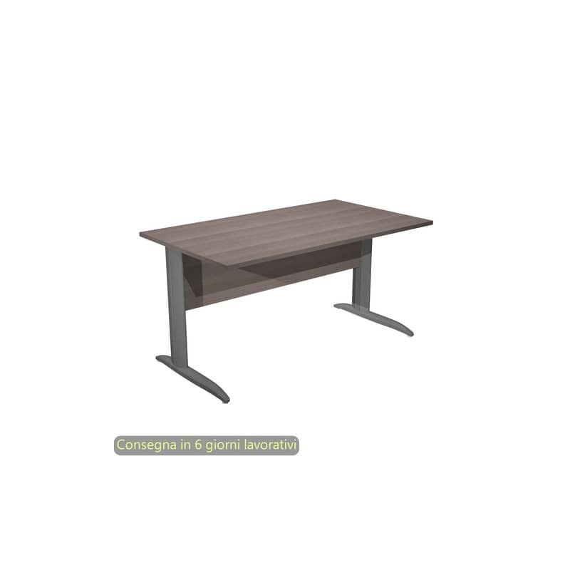 Scrivania piano frassino toscano 140x80xH.72 cm gamba a L in metallo antracite opaco Presto - 002K2/F/AF