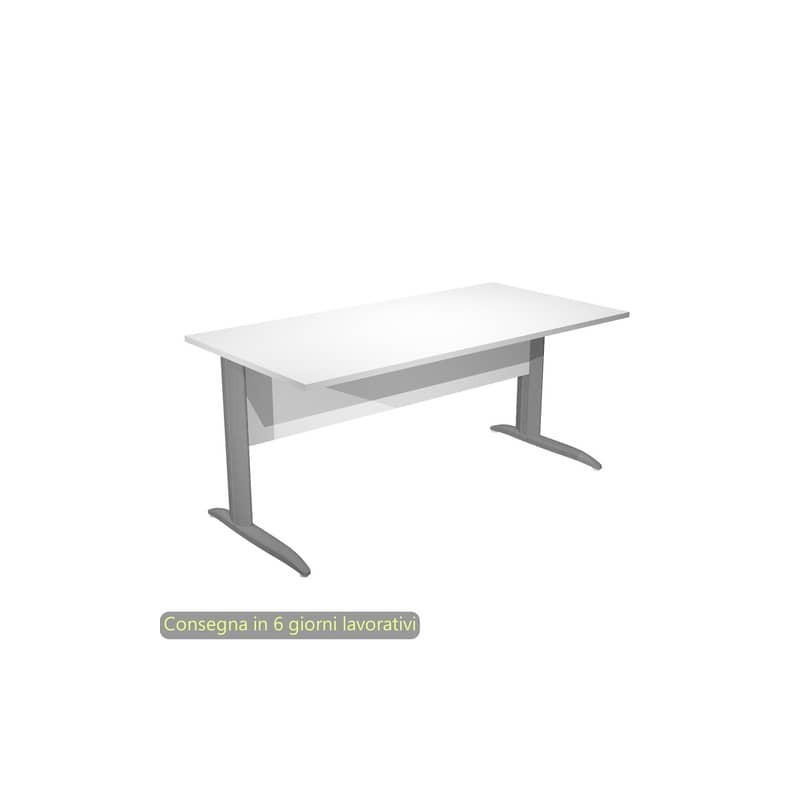 Scrivania piano bianco 160x80xH.72 cm gamba a L in metallo antracite opaco linea Presto Artexport - 003K2/3/AF