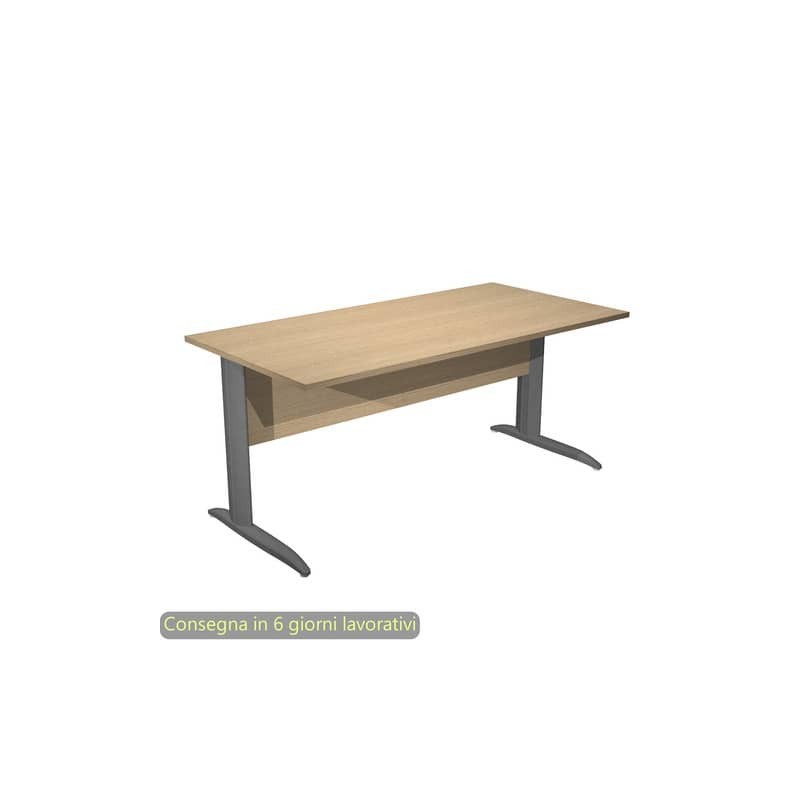 Scrivania piano rovere 160x80xH.72 cm gamba a L in metallo antracite opaco linea Presto Artexport - 003K2/C/AF