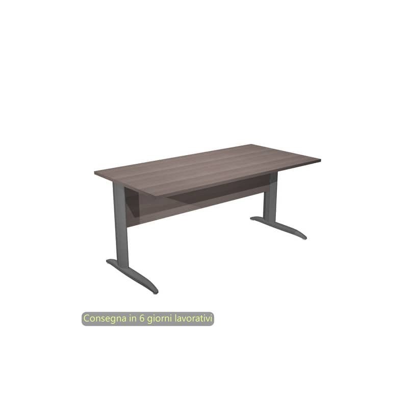 Scrivania piano frassino toscano 160x80xH.72 cm gamba a L in metallo antracite opaco Presto - 003K2/F/AF