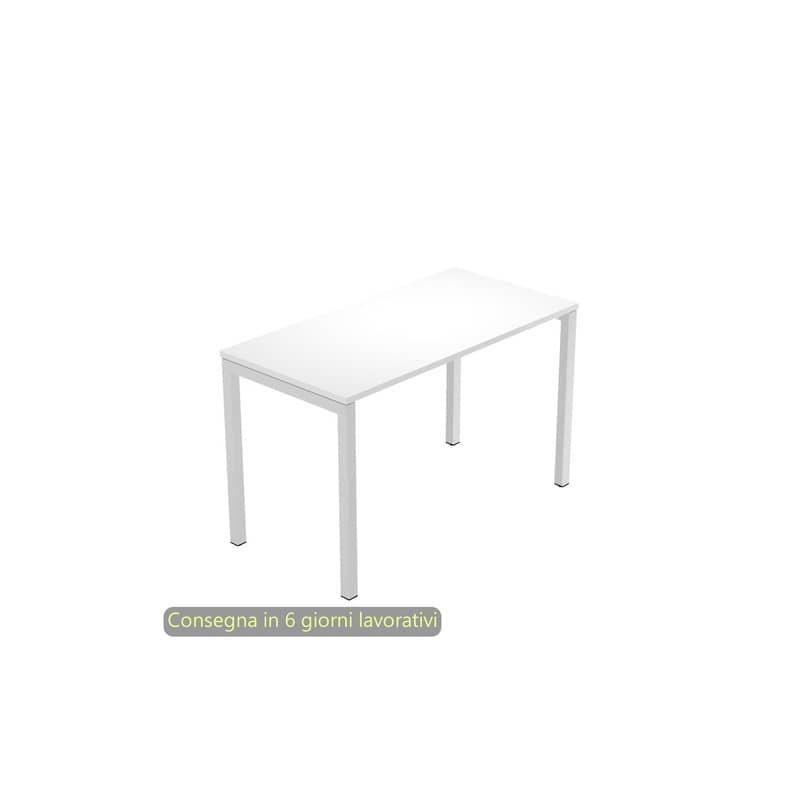 Scrivania piano bianco 120x60xH.72,5 cm gamba a ponte in metallo grigio linea Presto Venere Plus Artexport - 654/3