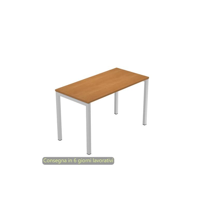 Scrivania piano noce chiaro 120x60xH.72,5 cm gamba a ponte metallo grigio linea Presto Venere Plus - 654/4
