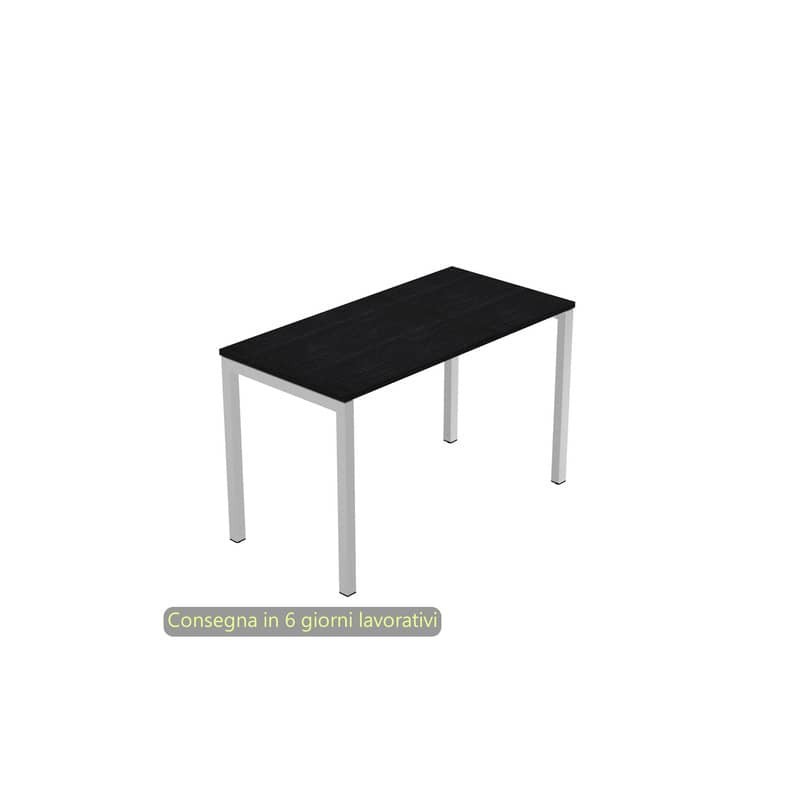 Scrivania piano nero venato frassino 120x60xH.72,5 cm gamba a ponte metallo grigio linea Presto Venere Plus - 654/8