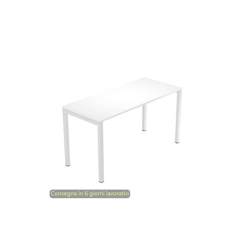Scrivania piano bianco 140x60xH.72,5 cm gamba a ponte in metallo grigio linea Presto Venere Plus Artexport - 652/3