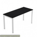 Scrivania piano nero venato frassino 140x60xH.72,5 cm gamba a ponte metallo grigio linea Presto Venere Plus - 652/8