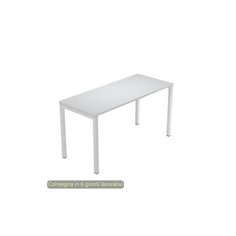 Scrivania piano grigio 140x60xH.72,5 cm gamba a ponte in metallo grigio linea Presto Venere Plus Artexport - 652/9