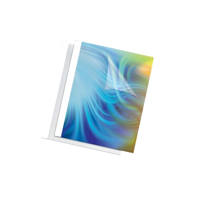 Termocopertina trasparente A4 per rilegatura termica in PVC - 150 gr/mq - Fellowes dorso1,5 mm conf. 100 pezzi