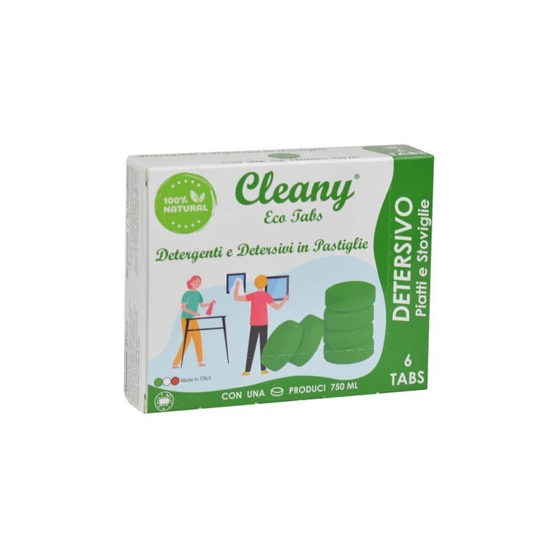 Detersivo igienizzante piatti in pastiglie CLEANY Eco tabs lime - conf. 6 pz - CLT500