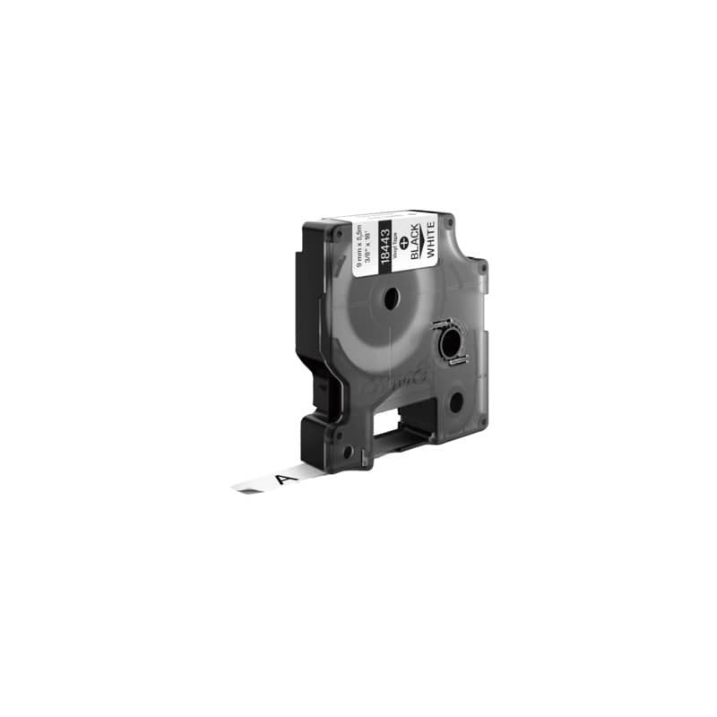 Nastro in vinile per etichettatrice Rhino - colore nero/bianco Dymo 9 mm x 5,5 mt - 18443