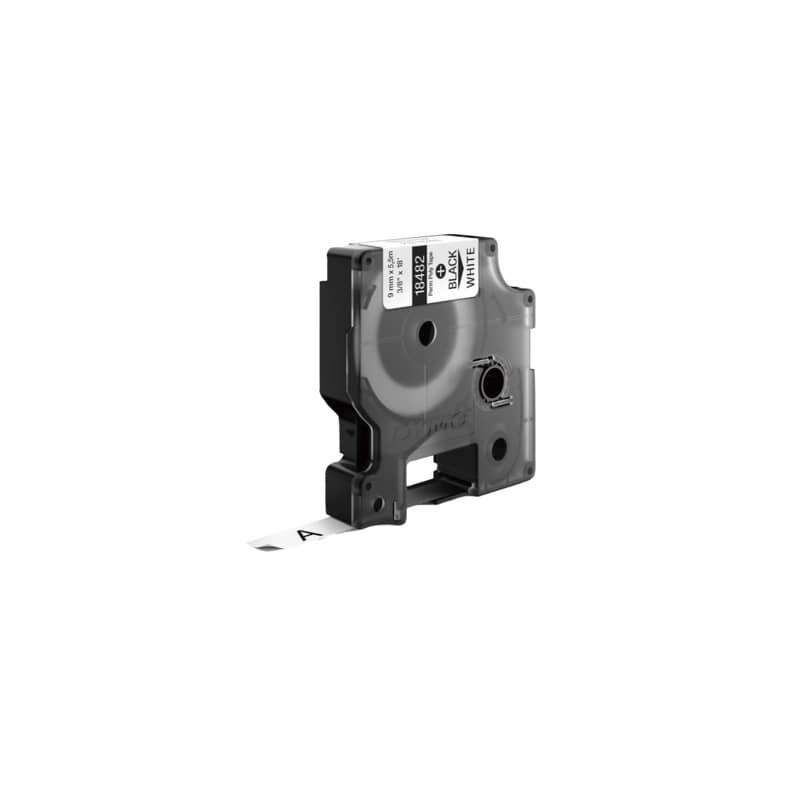 Nastro in poliestere per etichettatrice Rhino - colore nero/bianco Dymo 9 mm x 5,5 mt - 18482